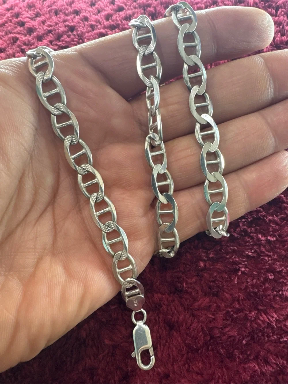 925 Sterling Silver Figaro Chain Necklace 22” 8mm 37.4g Two-Sided